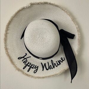 Chic White Sun Hat with Black Ribbon